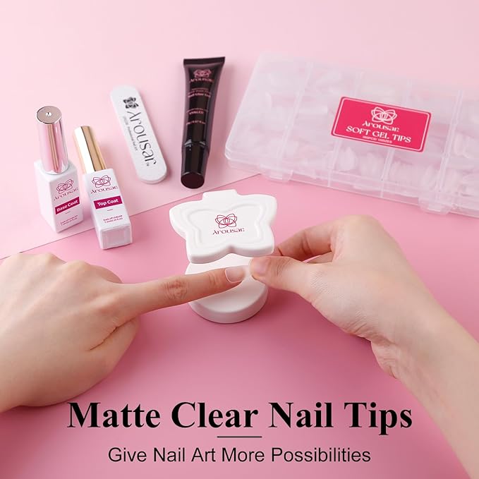 Almond Nail Tips, 360pcs Clear Acrylic Nail Extension Set in 15 Sizes, Matte Short Almond Full Cover Press on False Nail Tips for DIY Nail Art, Spring Summer DIY Salon Gift