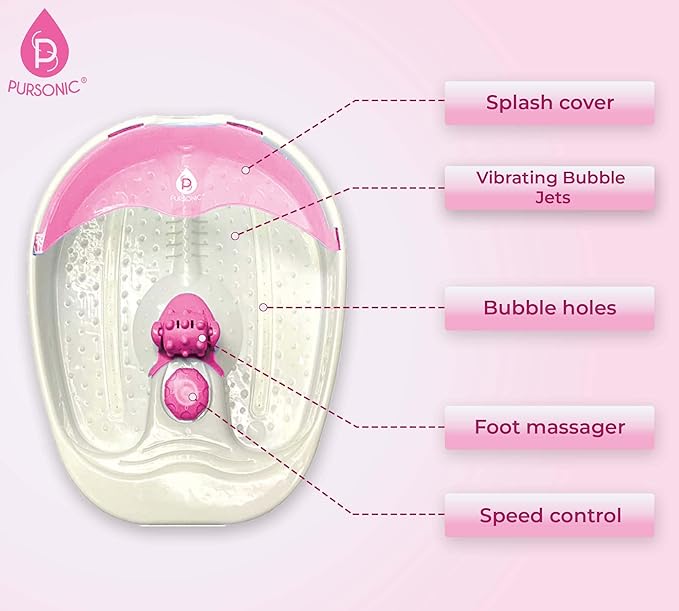 Pursonic Foot Spa Massager with Vibrating Bubbles & Tea Tree Oil Foot Salt Scrub with Epsom Salt 10oz Gift Set, Melts Away Stress and Revitalizes Tired Feet,Pink