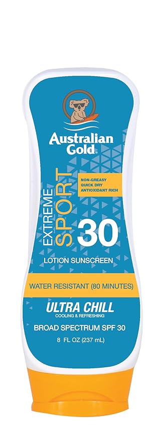 Australian Gold Extreme Sport Sunscreen Lotion SPF 30, 8 Ounce | Broad Spectrum | Sweat & Water Resistant | Non-Greasy | 8 Fl Oz (Pack of 1) SPF 30 - Lotion