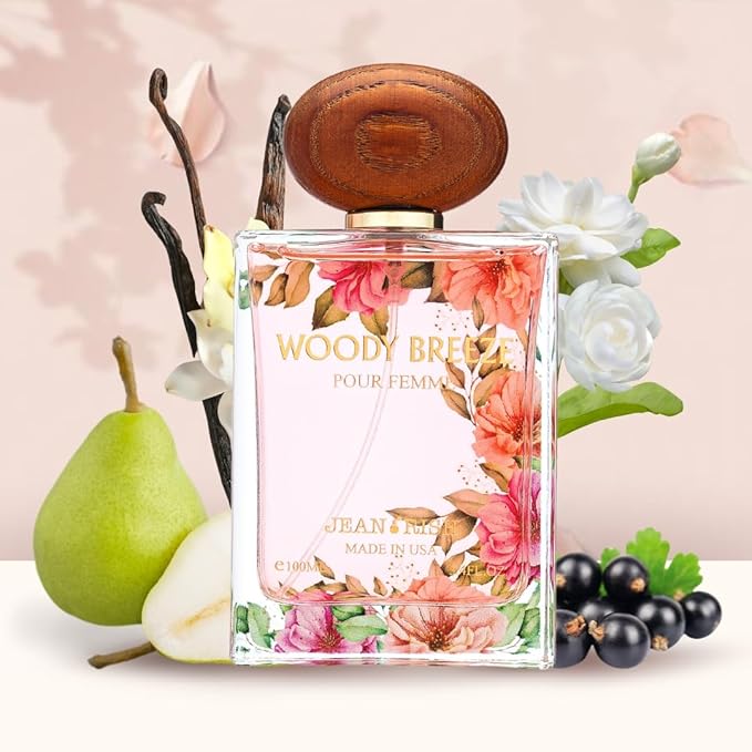 Jean Rish Woody Breeze Eau De Parfum - Perfume for Women (3.4 Fl Oz / 100ml) with Black Currant, Iris & Praline Notes - Long Lasting and Luxury Fragrance