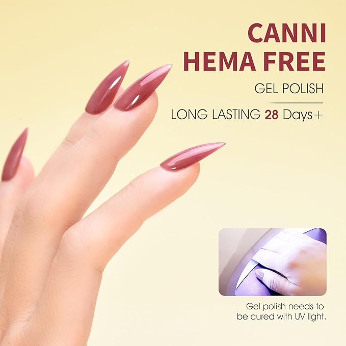 CANNI 6 Colors 9 ML Hema-Free Jelly Brown Gel Nail Polish Set, Dark Chocolate Light Brown Neutral Transparent Fall Gel Polish Kit, Soak Off LED Nail Gel Manicure Kit DIY at Home Salon Gifts