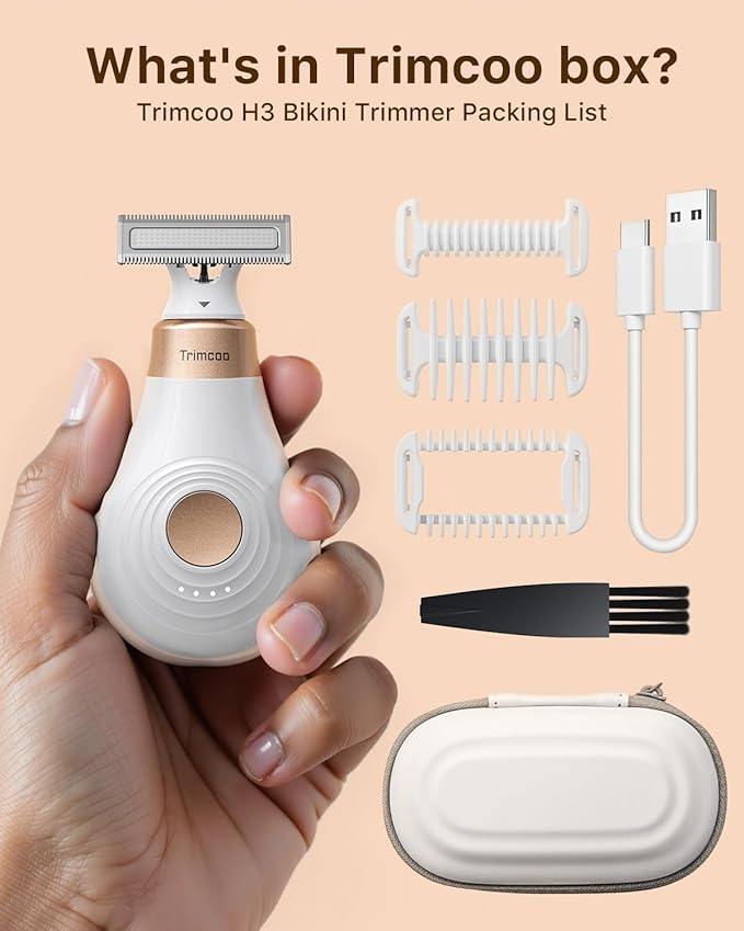 New Intimate Electric Trimmer for Women, [Small But Powerful] Designed for Pubic Hair Grooming, Bikini Line Removal, Wet/Dry Shaver On-The-Go, USB-C Rechargeable Razor with Travel Case, White