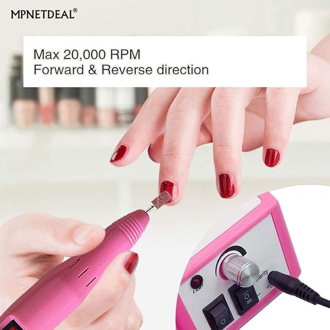 Efile Nail File Machine Electric Nail Drill Set Kit for Acrylic Nails Gel Nail Art Salon Use or Home use(Pink SetB)