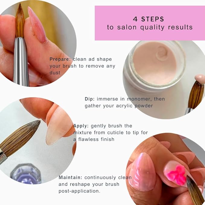 Acrylic Nail Art Brush – Kolinsky Brush for Acrylic Application – Ultra-Precise, Durable & No Shedding – Perfect for Salon, DIY & Pro Use - Enhance Your Skills with GUUDSUP - Size 6