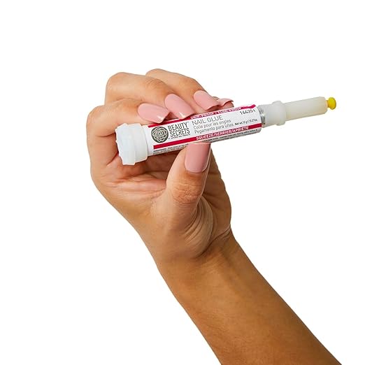 Beauty Secrets Drip & Clog Proof Nail Glue (2 Pack) Bundled with Nail File Black Cushion Medium Coarse 180/100 Grit by Beauty Secrets