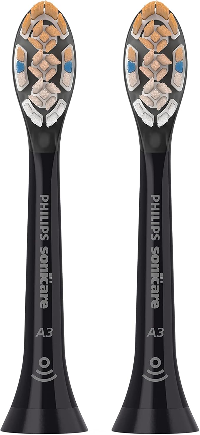 Philips Sonicare Genuine A3 Premium All-in-One Replacement Toothbrush Heads, 2 Brush Heads, Black, HX9092/95