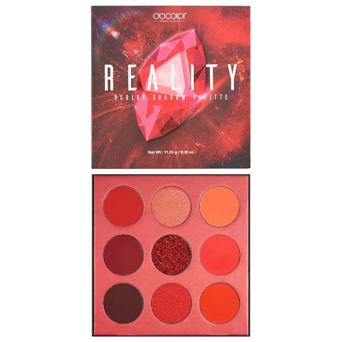 docolor Eyeshadow Palette 9Colors Red Eyeshadow Gemstone Shadow Palettes Highly Pigmented Mattes Shimmers Naked Smokey Glitter Cream Colorful Powder Blendable Long Lasting Waterproof Makeup Palette