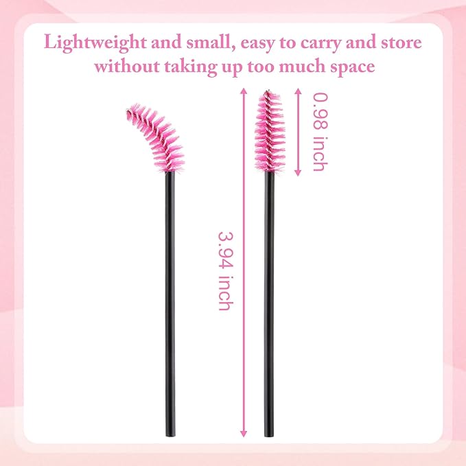 Skylety 1000 Pcs Disposable Mascara Wands Bulk Mascara Eyelash Brush Spoolies Makeup Applicator Eyelash Wands for Eye Lash Extension, Eyebrow Comb, 3.9 x 0.2 x 0.3 Inch (Rose Red,Classic)
