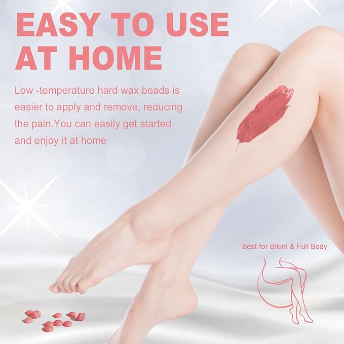 Wax Beads, 9.6oz Unscented Waxing Beads for Sensitive Skin, Brazilian Waxing, Body, Bikini, Back, Leg, Underarms, Facial, Coarse Hair Removal, at Home Refill Natural Wax beans Women Men