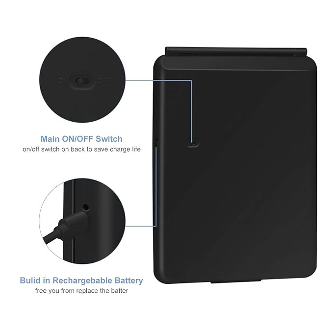 KEDSUM 10x Large Lighted Makeup Mirror, LED Travel Mirror with Lights, Compact Vanity Mirror with Touch Screen Dimming, 1x/10x Magnifying Mirror, Brightness Adjustable