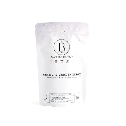Bathorium Charcoal Garden Detox Crush, Purifying Bath Soak with Activated Charcoal & Eucalyptus, pH-Balanced, Herb-Scented Bath Soak, 5+ Baths, 21 oz