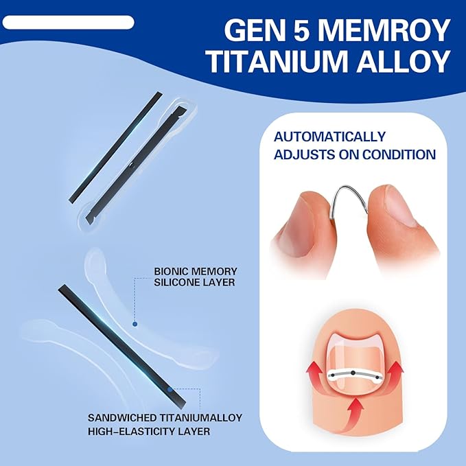Titanium Alloy Ingrown Toenail Treatment, Nail Tools, and Ingrown Toenail Removal Kit Specially Designed for Curved Nail Repair and Ingrown Toenail Corrector