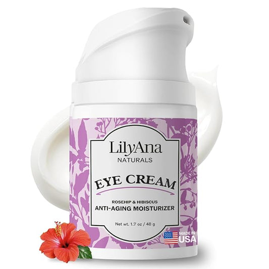 LilyAna Naturals Eye Cream for Dark Circles and Puffiness, Under Eye Cream for Wrinkles and Bags, Anti Aging - helps Improve Dryness; for Sensitive Skin - 1.7 oz - Made in USA