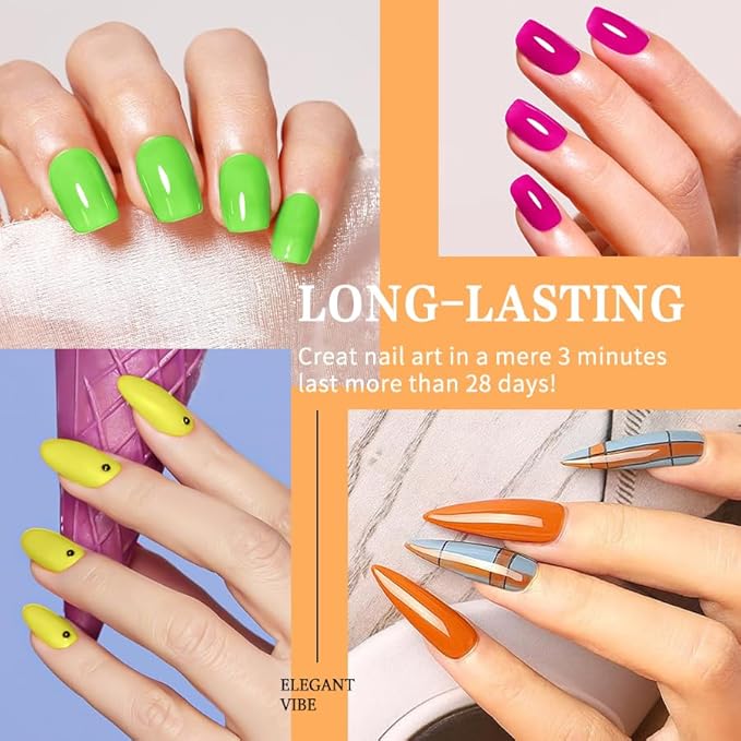 JR 9Colors 0.5oz Neon Gel Nail Polish Set Including Red Pink Nude Blue Orange Gel Polish Kit UV Light Soak Off Polish Home DIY Gift F