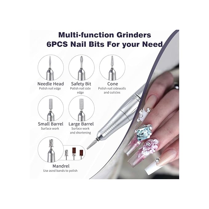 Professional Electric Nail Drill File,Cordless Portable Nail Drill 45000 RPM,Rechargeable Nail File Machine for Acrylic Nail Gel Polish,Nail Salon Home Nail Art Set, Purple