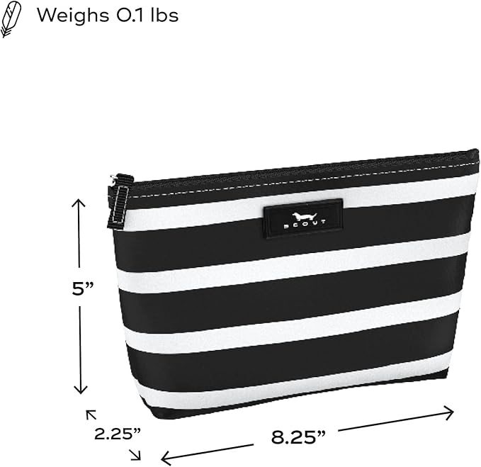 SCOUT Twiggy Makeup Bag, Slim Water-Resistant Pouch Zips Shut, Wipes Clean, Packs Easily