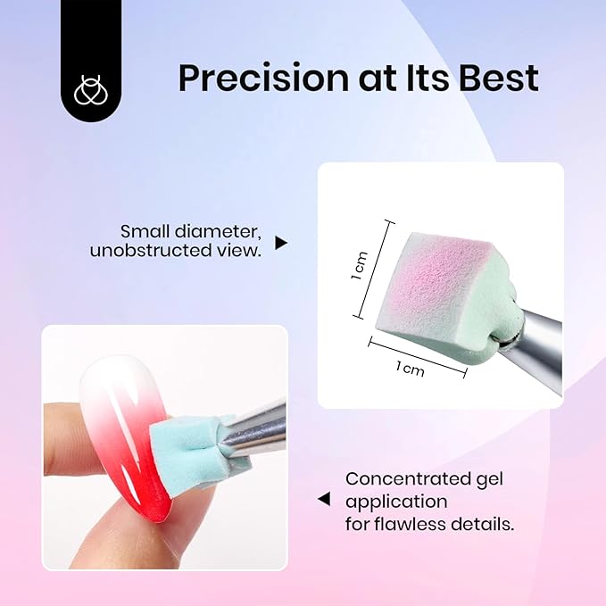 Beetles 204Pcs Soft Nail Sponges for Ombre, Colorful Nail Art Sponges With Grabbing Pen, Aura Nails, Ombre Nail Brush, Manicure Nail Art Tool, Professional Accessories Supplies Nail Art DIY Home Salon