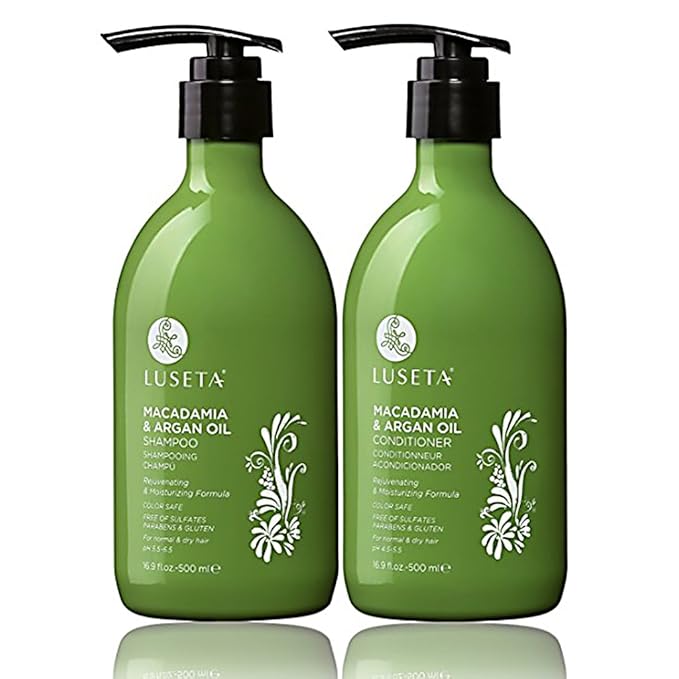 Luseta Macadamia & Argan Oil Shampoo & Conditioner Set, Rejuvenating & Moisturizing Hair, 2 x 16.9 Oz