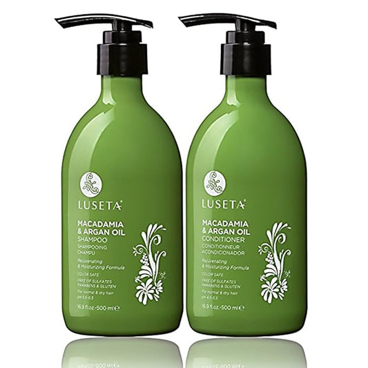 Luseta Macadamia & Argan Oil Shampoo & Conditioner Set, Rejuvenating & Moisturizing Hair, 2 x 16.9 Oz