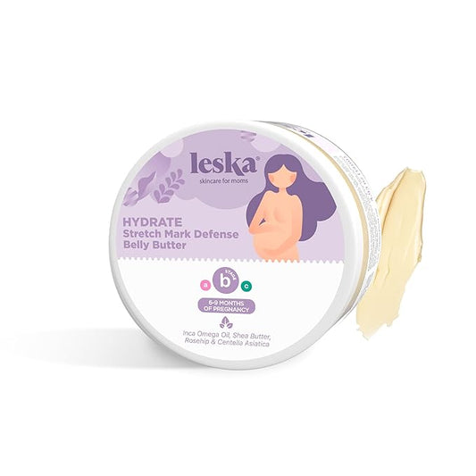 Leska Maternity Stretch Mark Belly Butter | STAGE B: HYDRATE Stretch Mark Defense Belly Butter (Pregnancy Months 6-9) | Part of a Complete 3 Part Pregnancy Skin Care System | New Mom Gifts (4.93oz)