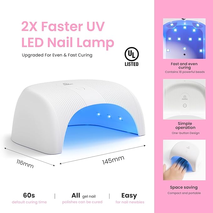 beetles Gel Polish Beetles Gel Nail Polish Kit with Uv light 52 Pcs Gel Starter 32 Colors Pink Red Nude Grey Glitter Brown Gel Polish Set Soak Off Base Top Coat Builder Gel Art Manicure for Women