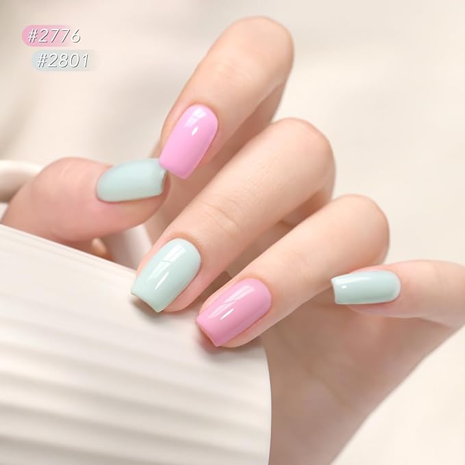 GAOY 23 Pcs Gel Nail Polish Kit, Pastel Macaron Colors Bright Pink Green Yellow Blue Popular Colors UV Gel Nail Polish Set with Glossy & Matte Top Coat and Base Coat for Nail Art DIY Gel Nail Kit