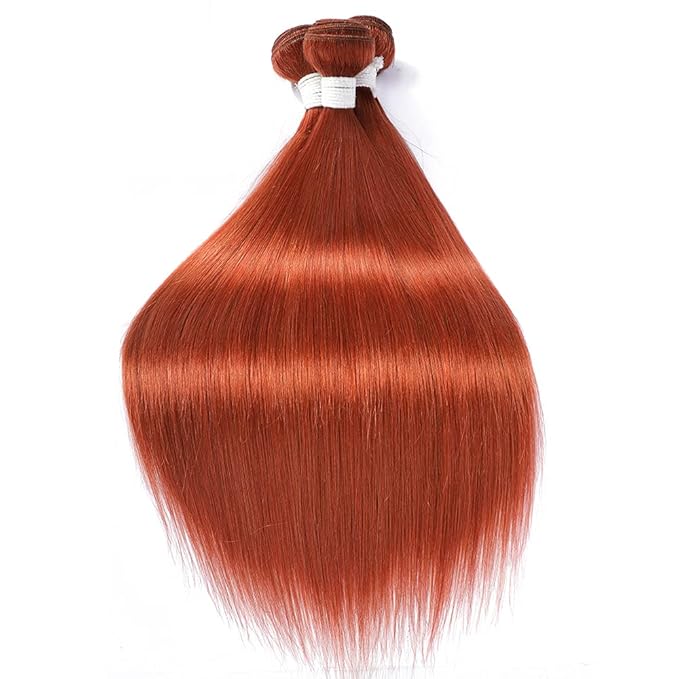 REMY Hair Brazilian 100% Human Hair Bundles Burnt Orange Hair Extension Straight Hair Bundles for Black Girl (10 Inch, color #350)