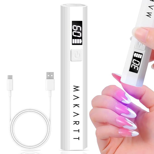 Makartt UV Light for Gel Nails: Handheld Mini UV LED Nail Lamp Portable Lumière Nail Dryer for Curing Gel Polish Nail Glue Rechargeable USB Nail Light with LCD 2 Timer for Fast Drying Home Salon Use