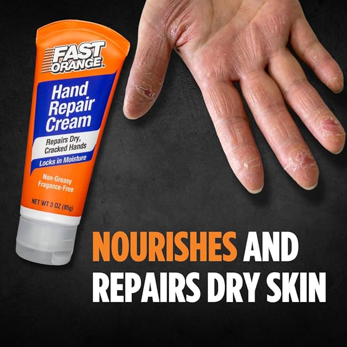 Fast Orange Hand Repair Cream, Repairs Dry & Cracked Hands after Heavy-Duty Automotive Work, On-the-go Compact Size 3oz, Non-Greasy and Unscented