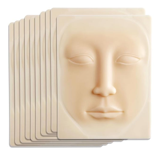 Charme Princesse 10 Pcs Permanent Makeup Practice Skin Silicone Face Practice Skin 3D Microblading Supplies Training for Eyebrow Lip Eyeliner TA538-10