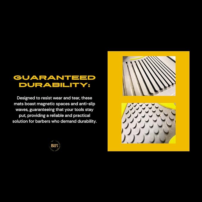 BUMBLE BEE Barber Equipment, Magnetic Barber Mat Non-Slip Heat Resistant Surface - Barber Mats for Clippers, Quick Access, Easy Cleaning - Barber Station Mat and Barber Organizer Station. (Large)