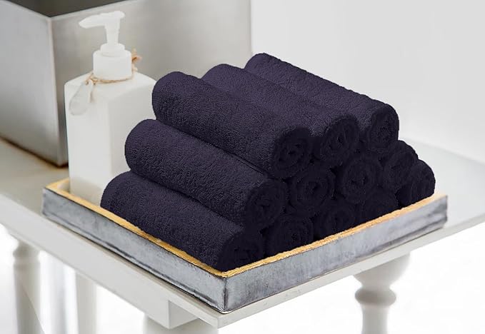 Avalon Towels Cotton Washcloths – (Pack of 36) Size 12x12 Inches, 100% Ring Spun Cotton, Soft & Absorbent Face Towels, Gym Towels, Hotel and Spa Quality, Reusable Fingertip Towels (Plum)