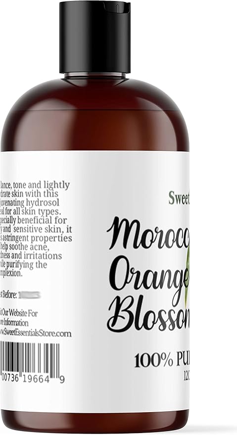 Premium Organic Moroccan Orange Blossom (Neroli) Water | 4oz Imported From Morocco | Food Grade | Packed With Natural Antioxidants | Perfect for Reviving, Hydrating and Rejuvenating Your Face and Neck