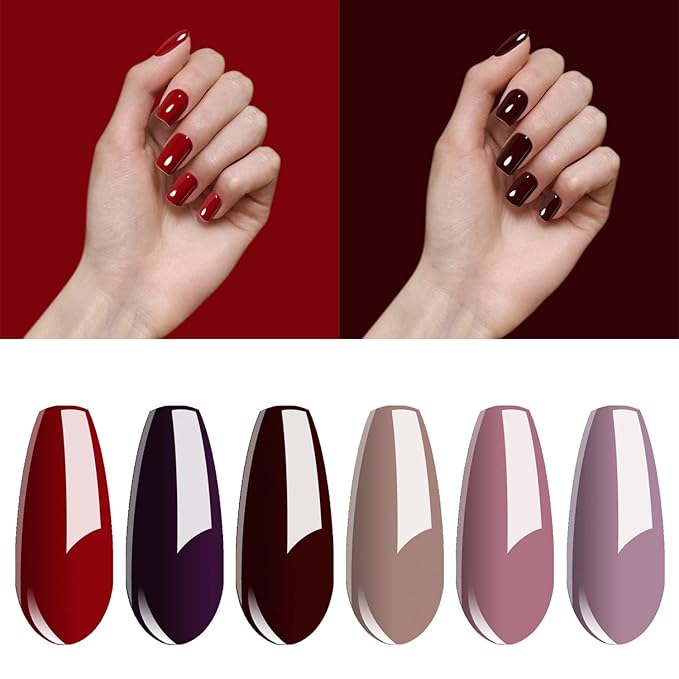 Gel Nail Polish Starter Kit - Vishine 6 Corals Colors Gel Polish Set Base Top Coat, 36W LED Nail Dryer Lamp with Full DIY Gel Manicure Nail Tools 8ml #C022