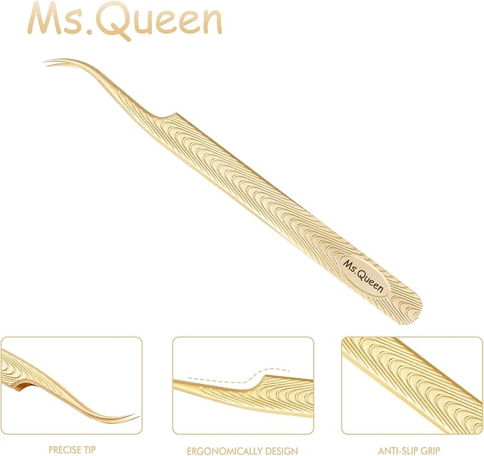 Ms.Queen Lash Tweezers for Eyelash Extension-Professional Lashing Tweezers for Mega Volume Mink Eyelashes Extensions Applying