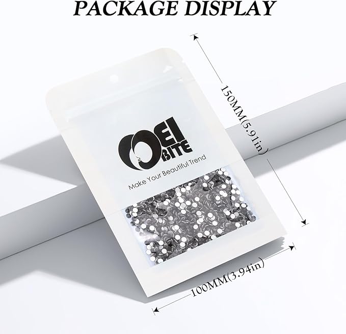 Black Flatback Rhinestones, Glass Rhinestones for Nail Art and Craft, Glue Fix, Loose Crystal Gemstones(Black, SS4, 2880pcs, 1.5-1.7mm)