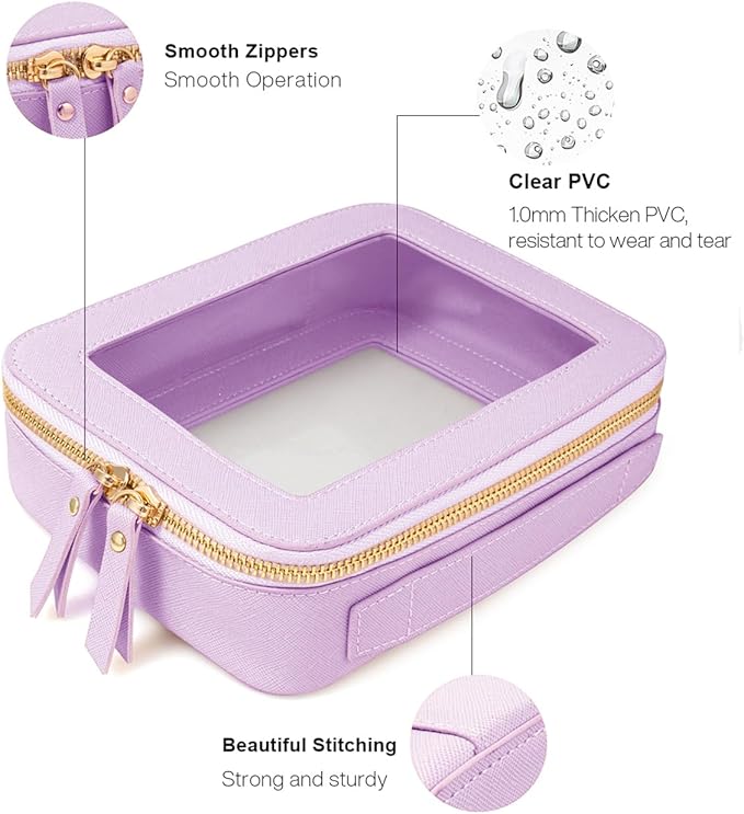 Clear Makeup Bag, Small Makeup Bag TSA Approved Toiletry Bag Cosmetic Travel Bag Cute Makeup Bag Organizer Makeup Case Pouch Car Essentials for Women Men