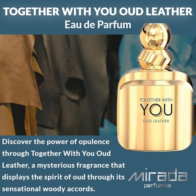 Together With You Oud Leather, Men's Eau de Parfum (EDP) 3.4 FL. Oz (100ml), Men’s Perfume with Notes of Spices, Chestnut, Elemi, Sage, Lavender, Vanilla, Tonka Bean, Leather