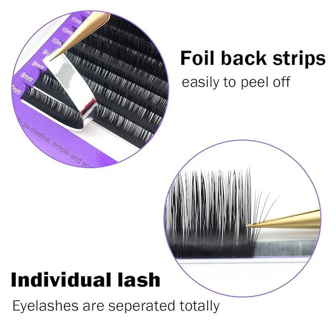 NAGARAKU Eyelash Extensions Individual Lashes 0.20 mm C curl 12mm Premium Classic Matte Black Faux Mink 16 Rows Natural Professional Beauty Salon Supplies