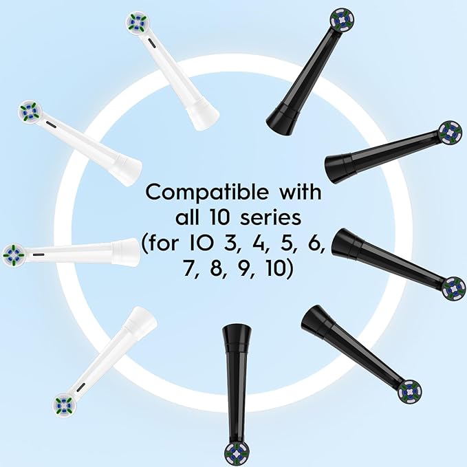 Electric Toothbrush Heads Compatible with Oral B iO Replacement Heads, Soft Bristles& 16° Angled Design,Fit for iO 8/9/10 Models,8 Count for Family Sharing