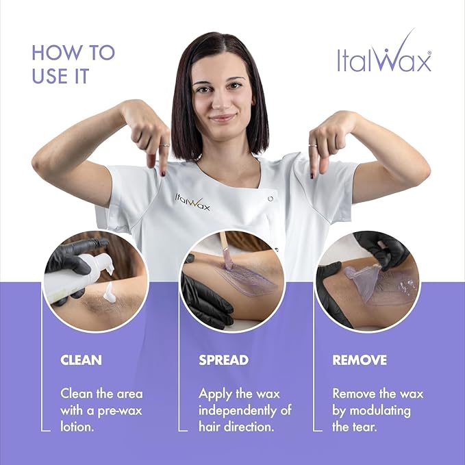 Italwax Top Line Orchid - 750g / 1.65lb - Hard wax beads for hair removal - Orchid fragrance - Synthetic formulation ideal for sensitive skins - Recommended for Bikini Area and Armpits