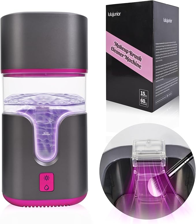 2 In 1 Electric Makeup Brush Cleaner Ultrasonic Cleaner Machine With 95℉ Hot Air Cycle Dryer - Ultra Fast Effective Make Up Brush Washer (Black)