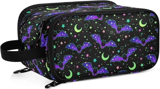 MNSRUU Magic Galaxy Bat Makeup Bag - Large Capacity Cosmetic Organizer, Portable Toiletry Bag for Travel Size