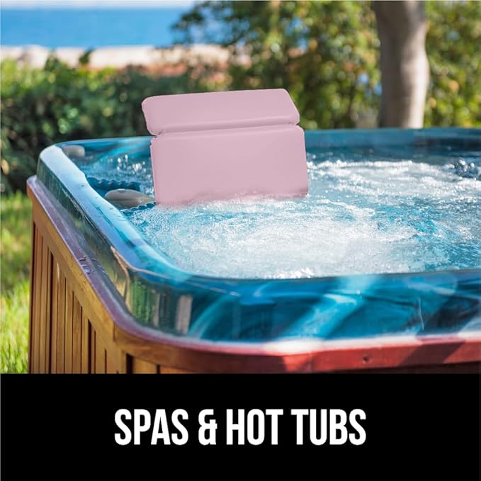 GORILLA GRIP Bath Pillow for Tub, Improved Suction Cups, Luxury Bathtub Pillows, Headrest for Neck and Back Support, Relaxing Home Spa, Hot Tubs and Bathroom Essentials, Gifts for Women, 2 Panel Pink