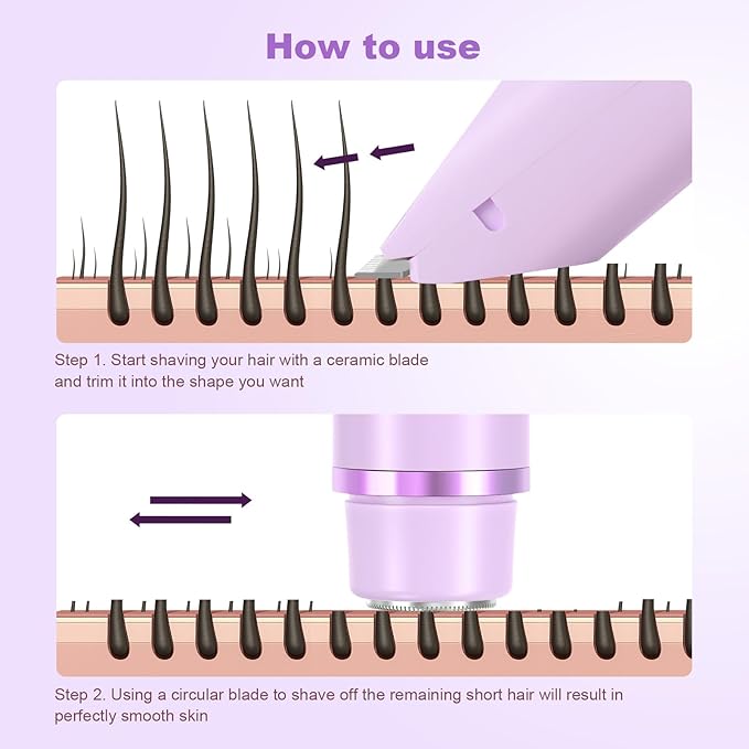 2025 New Glow Aura Bikini Shaver,Glowshave 2-in-1 Women's Body Shaver(Purple)