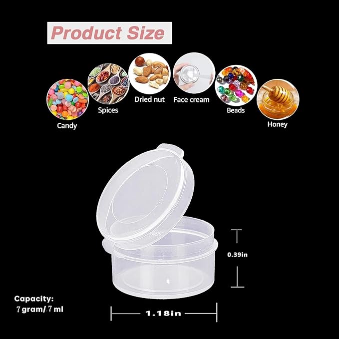 150pcs plastic cosmetic jar 7g/7ml clear case with snap lids portable,Travel Storage Cosmetic Samples Beauty Products Mini Containers with Lids, Airtight Cosmetic Containers with Lids