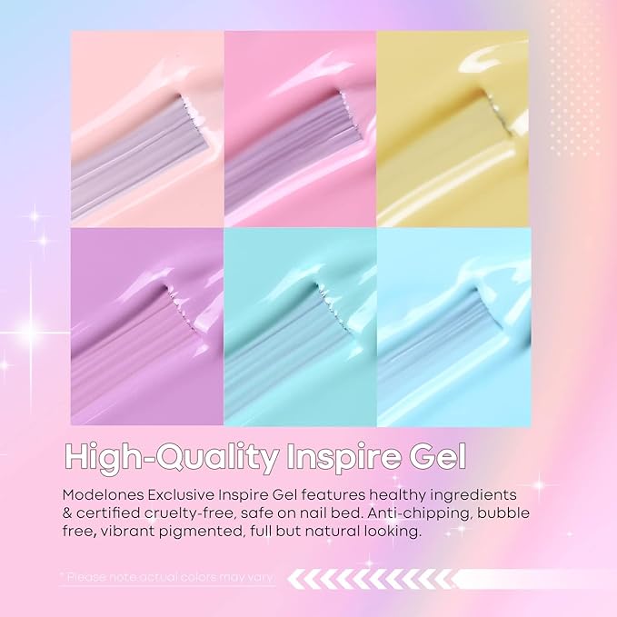 modelones Spring Gel Nail Polish, 6 Colors Pastel Nude Pink Purple Blue Yellow Green Shades Pale Macaron Colors Easter Nail Art Gel Design for Nail Lovers Gift Salon DIY
