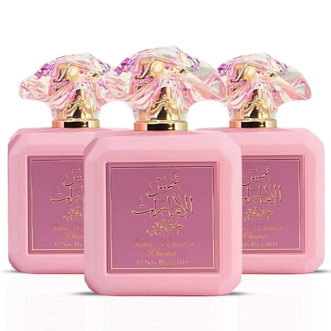 Ard Al Zaafaran Pink Blush Shams Al Emarat Khususi Eau De Parfum For Women Spray 100 ML (3.4 OZ) Long Lasting Arabian Perfumes For Women - Elegant & Sweet Ladies Perfume for Every Occasion (Pack of 3)