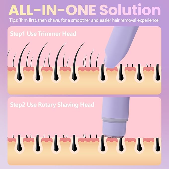 2025 New Bikini Trimmer for Women, 2-in-1 Waterproof Electric Dual Head Shaver (Purple)