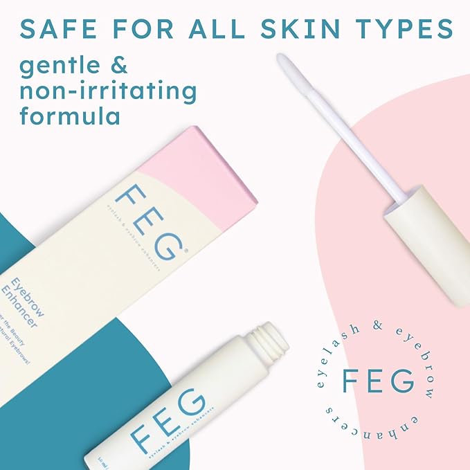 FEG Eyebrow Enhancer Growth Serum for Thicker Brows | Natural Brow Enhancing Serum for Growing and Thickening Eyebrows | Stimulates Natural Growth | 2-Pack of 3ml Tubes